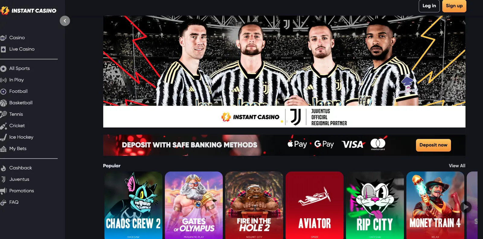 instant casino homepage